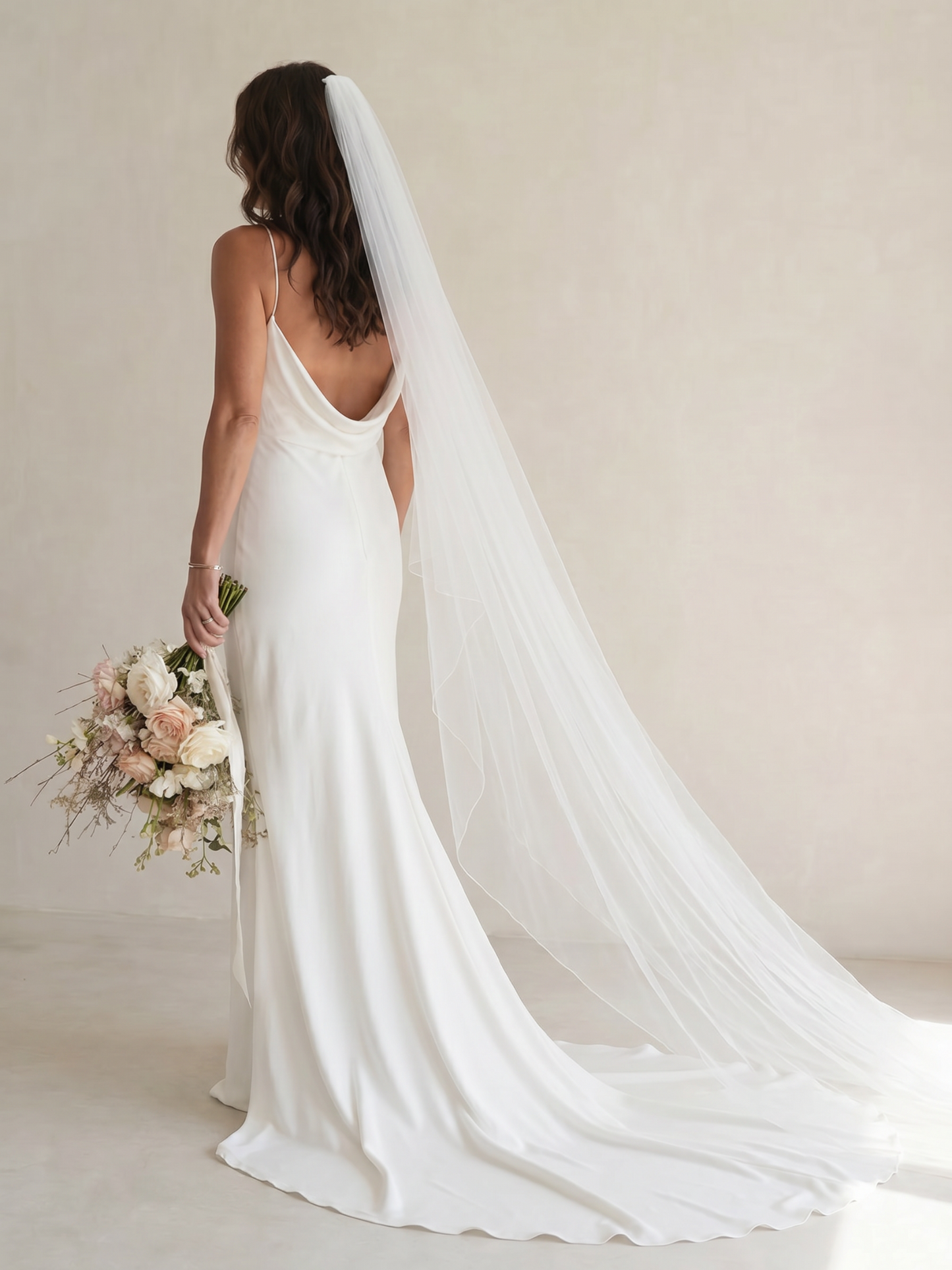 ABCDRESS Bridal Dress Modern Liquid Satin Crepe Sheath Wedding Dress with Sweep Train – Abcdress